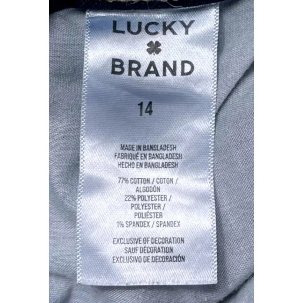 Lucky Brand Youth Girls 14 Mid Rise Flare‎ Jeans Blue Denim Stretch Raw Hem